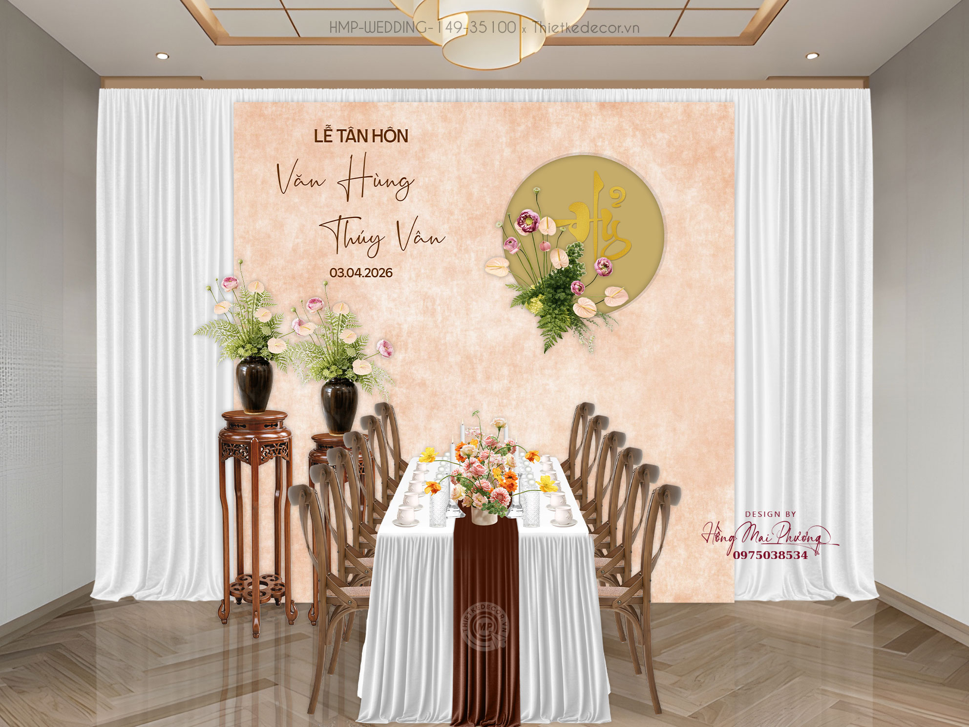 File thiết kế Gia tiên, trang trí tiệc cưới đẹp style Vintage